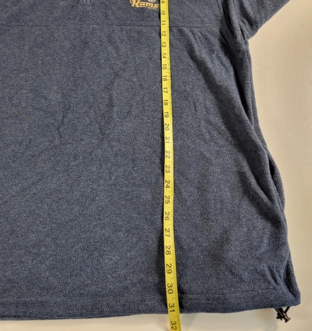 Los Angeles Rams NFL Men's Fleece 1/4 Zip Pullover Sweater with pockets XL '